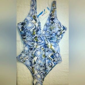 Blue and white Snake print swimsuit